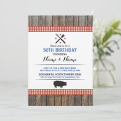 Invitation cinquantième BBQ d'anniversaire tout rôti rouge (Debout devant)