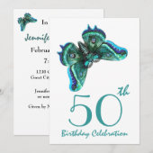 Invitation cinquantième - cinquante-neuvième papillon de Teal (Devant / Derrière)