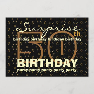 Invitation cinquantième Confettis W044B d'or de noir