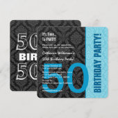 Invitation cinquantième Damassé bleue 1 de motif moderne de (Devant / Derrière)