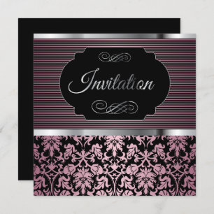 Invitation cinquantième Damassé de rose de la fête