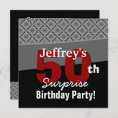 Invitation cinquantième Diamants blancs rouges de noir (Devant / Derrière)