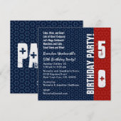 Invitation cinquantième Étoiles bleues blanches rouges (Devant / Derrière)