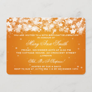 Invitation Cinquantième étoiles élégantes d'éblouissement de
