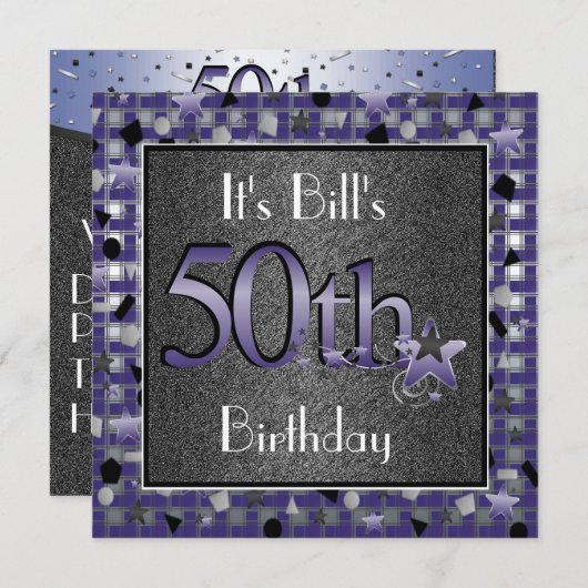 Invitation cinquantième Fête d'anniversaire (Devant / Derrière)