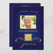 Invitation Cinquantième fête d'anniversaire de Monogramed (Devant / Derrière)