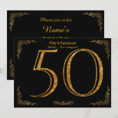 Invitation cinquantième Fête d'anniversaire, styl de Gatsby, (Devant / Derrière)