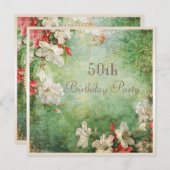 Invitation cinquantième Fleurs chics minables de ketmie de (Devant / Derrière)