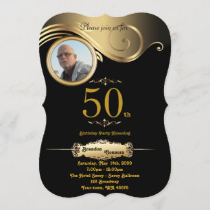 Invitation cinquantième, homme d'anniversaire tout âge, art