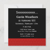 Invitation cinquantième Le blanc rouge de noir d'anniversaire (Dos)