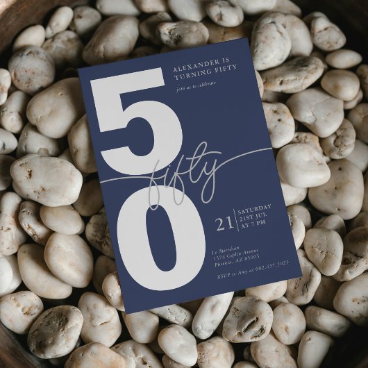 Invitation Cinquantième minimaliste moderne fête d'anniversai
