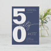 Invitation Cinquantième minimaliste moderne fête d'anniversai (Debout devant)