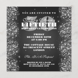 Invitation cinquantième Noir de scintillement de parties