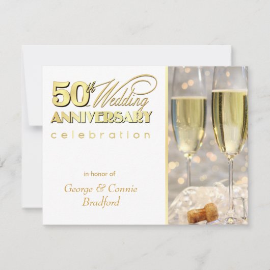 Invitation cinquantième Or de Champagne d'invitations de fête (Devant)