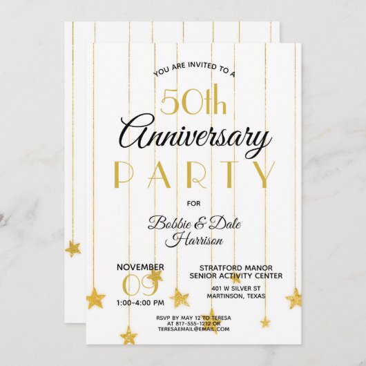 Invitation cinquantième Partie faite sur commande d'or (Devant / Derrière)