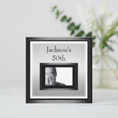 Invitation cinquantième Photo noire argentée blanche (Debout devant)