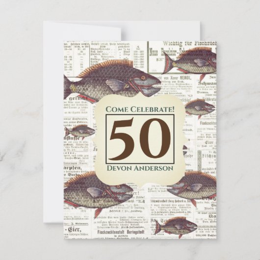 Invitation cinquantième Poissons allemands vintages de (Devant)
