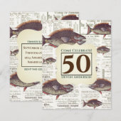 Invitation cinquantième Poissons allemands vintages de (Devant / Derrière)