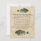 Invitation cinquantième Poissons vintages d'aquarelle (Dos)