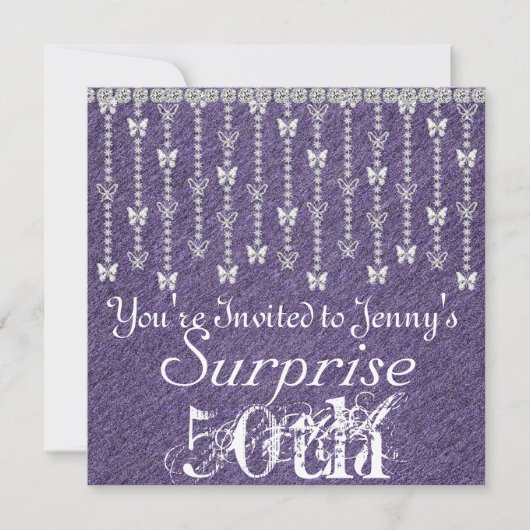 Invitation cinquantième POURPRE Invitatati de papillon (Devant)