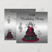 Invitation cinquantième Talons de gâteau et d'étincelle de (Devant / Derrière)