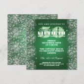 Invitation cinquantième Vert de scintillement de parties (Devant / Derrière)