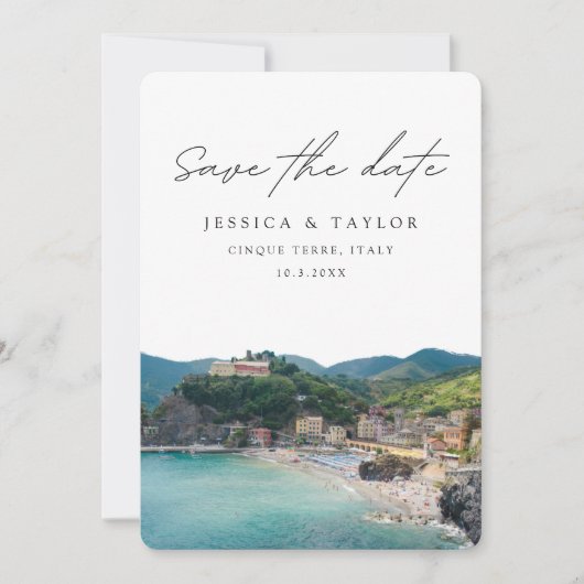 Invitation Cinque Terre Enregistrez la Date Mariage Italien (Devant)