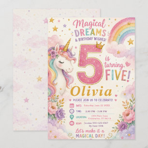 Invitation Cinquième anniversaire de la licorne magique