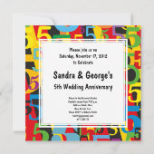 Invitation Cinquième Anniversaire de Mariage Motif Rétro Colo (Dos)