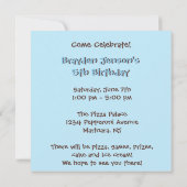 Invitation Cinquième anniversaire : Garçon :Invitation (Dos)