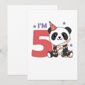 Invitation Cinquième Panda Anniversaire Pour Enfants 5 Ans In (Devant / Derrière)