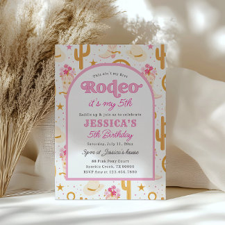 Invitation Cinquième Rodeo Cowgirl Rose 5ème Fête d'anniversa