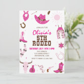 Invitation Cinquième Rodeo Hot rose Western 5e anniversaire (Debout devant)