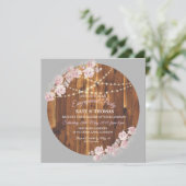 Invitation Circle Floral Lumière Chaînes Fiançailles en bois (Debout devant)