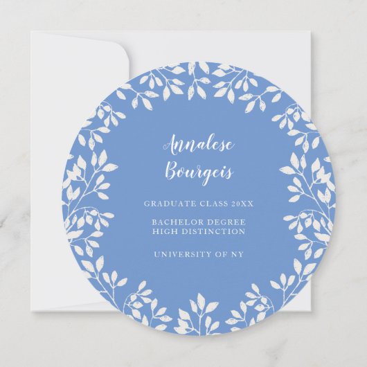 Invitation Circle Laurel Wreath Feuille Graduation Party (Dos)
