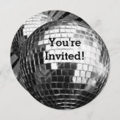 Invitation Circle Round Silver Disco Ball Cool Birthday Party (Devant / Derrière)