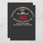 INVITATION CIRCUIT DE COMBAT DE VIN DE SONOMA ZINFANDEL VS PI (Devant / Derrière)