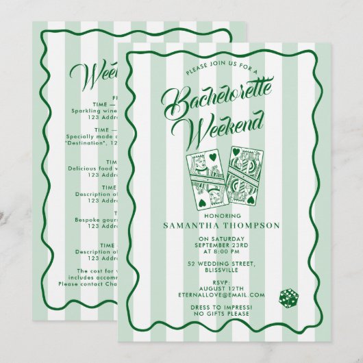 Invitation Circuit de fête de jeune fille Bach Week-end Casin (Devant / Derrière)