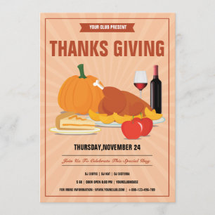 Invitation Circulaire d'invitation de la fête de Thanksgiving