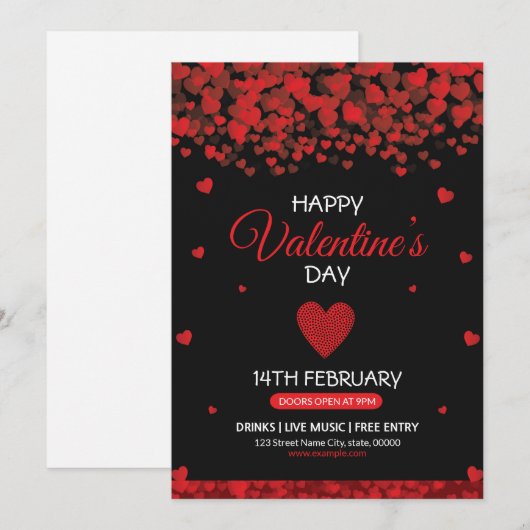 Invitation Circulaire d'invitation de la Saint-Valentin (Devant / Derrière)