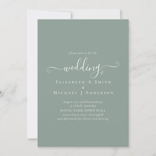 Invitation Circulaire Mariage budget classique simple SAGE VE (Devant)