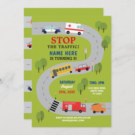 Invitation Circulation Routière Ambulance Police Camions Voit (Devant / Derrière)