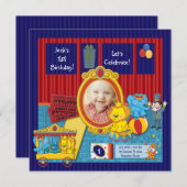 Invitation Circus Boys Photo 1er anniversaire (Devant / Derrière)