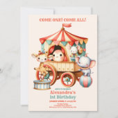 Invitation Circus Carnival Girls 1er anniversaire (Devant)