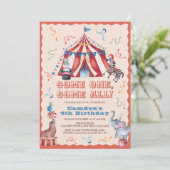 Invitation Circus Carnival Tent Animals Kid's Birthday (Debout devant)