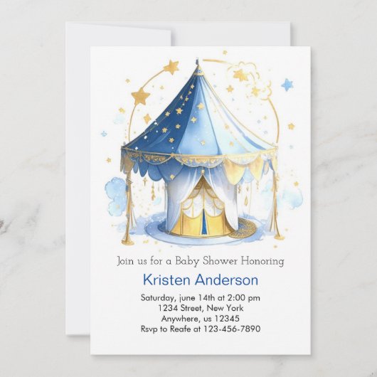 Invitation Circus Carousel Adventure Attend Baby shower Garço (Devant)