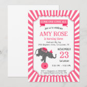Invitation Circus Elephant Birthday Party (Devant / Derrière)