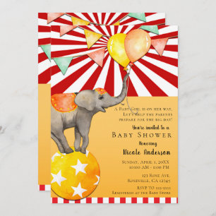 Invitation Circus Elephant sur le Ball Carnival Baby shower P