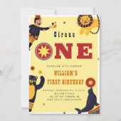 Invitation Circus One Cute Animaux Afficher 1er Anniversaire (Devant)