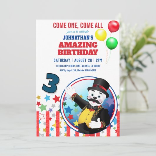 Invitation Circus Polar Bear Ringmaster (Debout devant)